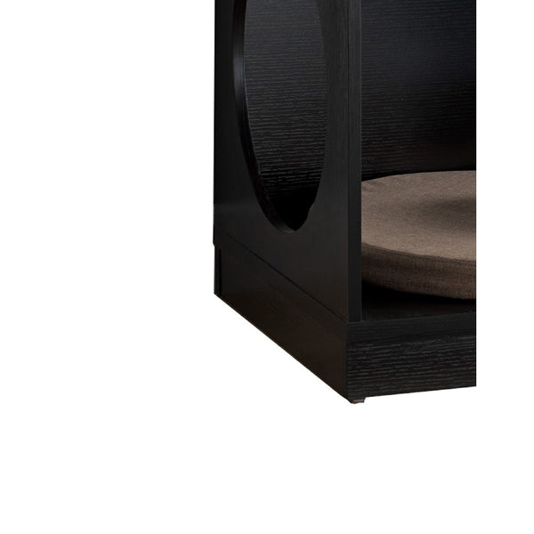 Benzara Wooden Pet End Table With Flat Base And Cutout Design On Sides Black - BM200659