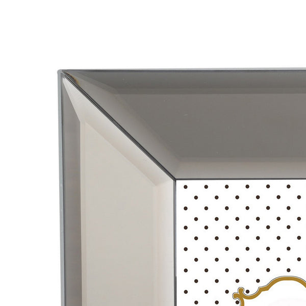 Benzara Wooden Picture Frame With Beveled Glass Borders White And Gray