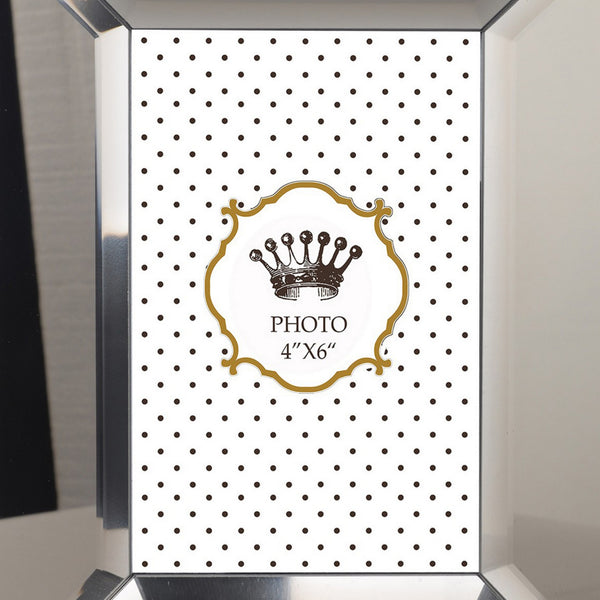 Benzara Wooden Picture Frame With Beveled Glass Borders White And Gray