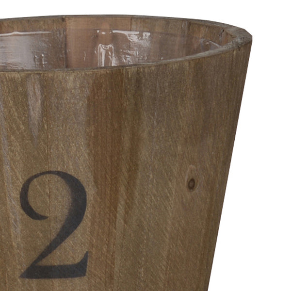 Benzara Wooden Planter With Round Base And Assorted Sizes Set Of 3 Brown - BM202278