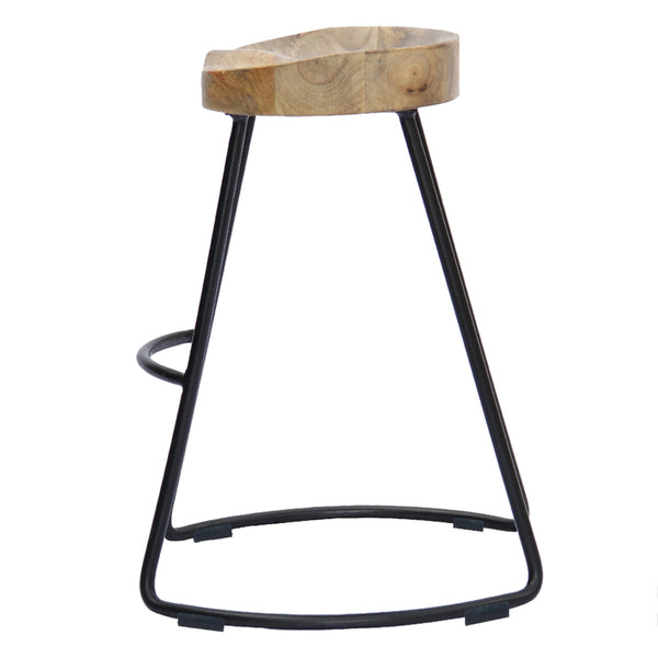 Benzara Wooden Saddle Seat Barstool With Metal Legs Large Brown And Black - UPT-37900
