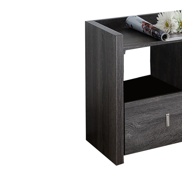 Benzara Wooden Shoe Bench With 3 Shelves Distressed Gray - BM179718