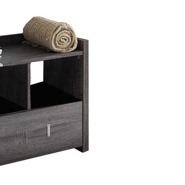 Benzara Wooden Shoe Bench With 3 Shelves Distressed Gray - BM179718