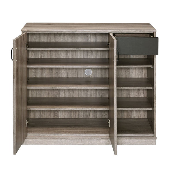 Benzara Wooden Shoe Cabinet With 1 Cabinet And 4 Open Compartments In Brown - BM211128