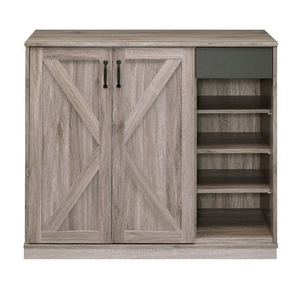 Benzara Wooden Shoe Cabinet With 1 Cabinet And 4 Open Compartments In Brown - BM211128