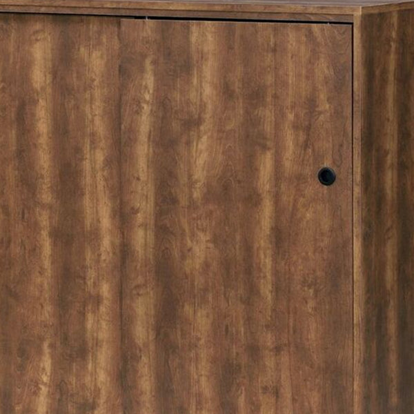 Benzara Wooden Shoe Cabinet With 2 Sliding Doors And Splayed Legs In Oak Brown - BM211129