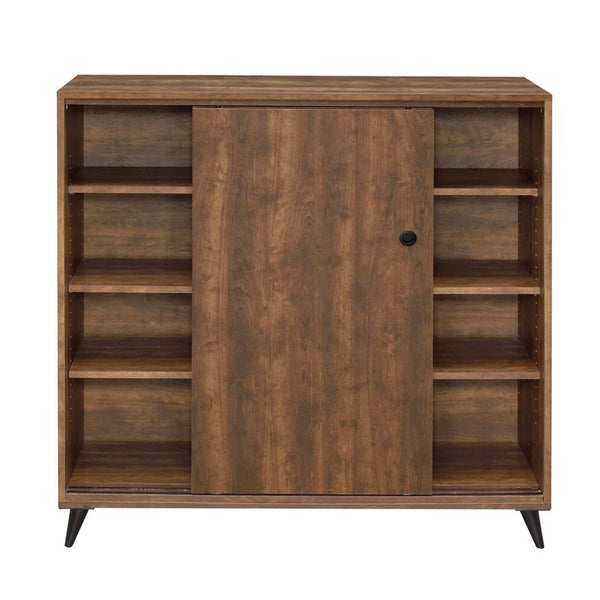 Benzara Wooden Shoe Cabinet With 2 Sliding Doors And Splayed Legs In Oak Brown - BM211129