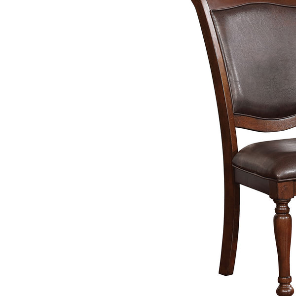 Benzara Wooden Side Chair With Leatherette Cushioned Seating Brown Set Of 2 - BM183612
