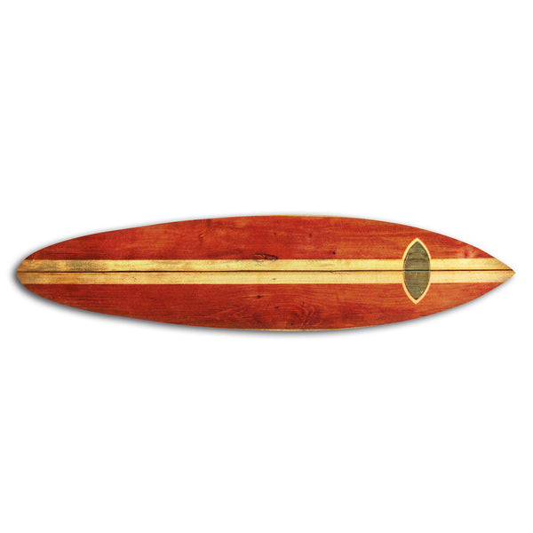 benzara Wooden Surfboard Shaped Wall Art with Mounting Hardware Brown and Red - BM220206