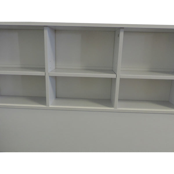Benzara Wooden Twin Size Bookcase Headboard With 6 Open Shelves White - BM141868