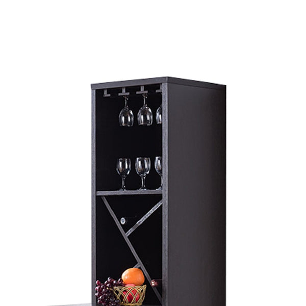 Benzara Wooden Wine Cabinet With Spacious Storage And Bar Table Red Cocoa Brown - BM200684