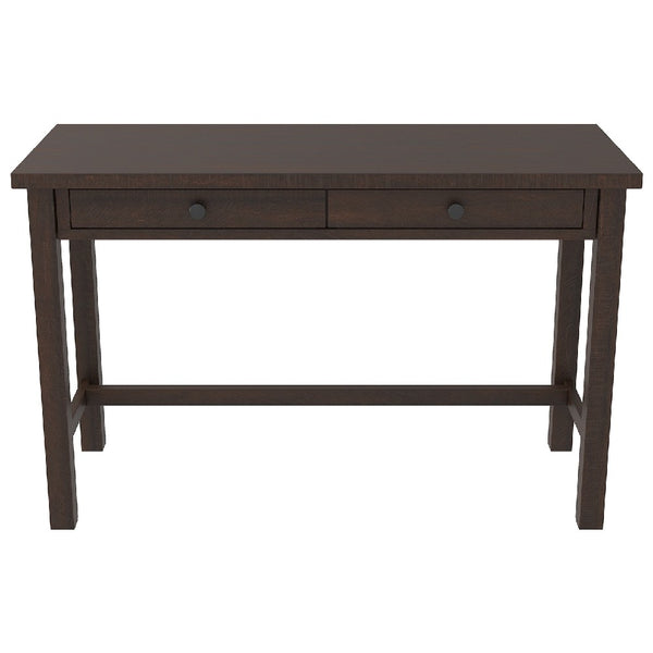 Benzara Wooden Writing Desk With Block Legs And 2 Drawers In Dark Brown And Black - BM210977
