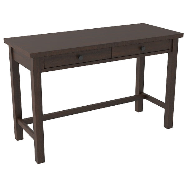 Benzara Wooden Writing Desk With Block Legs And 2 Drawers In Dark Brown And Black - BM210977