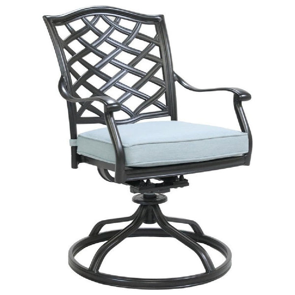 Benzara Wynn Outdoor Metal Dining Swivel Chair Set Of 2 Light Blue - BM272235