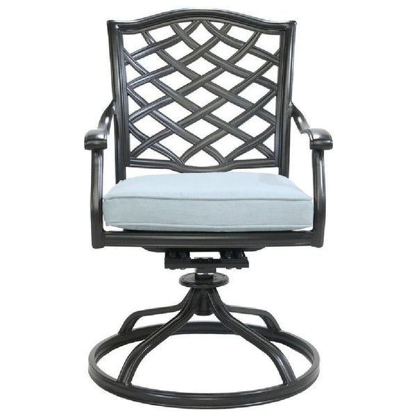 Benzara Wynn Outdoor Metal Dining Swivel Chair Set Of 2 Light Blue - BM272235