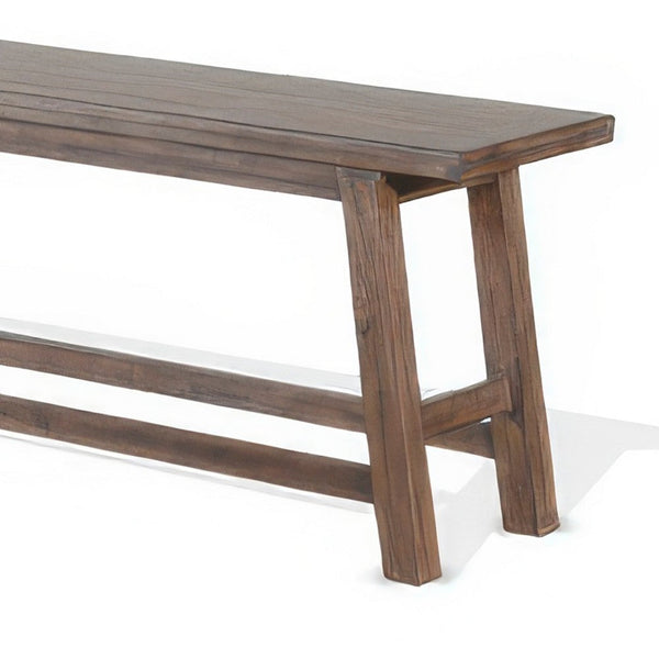 Benzara Yael Counter Height Bench Light Brown Mahogany Mindi Wood 60 Inch -BM324885