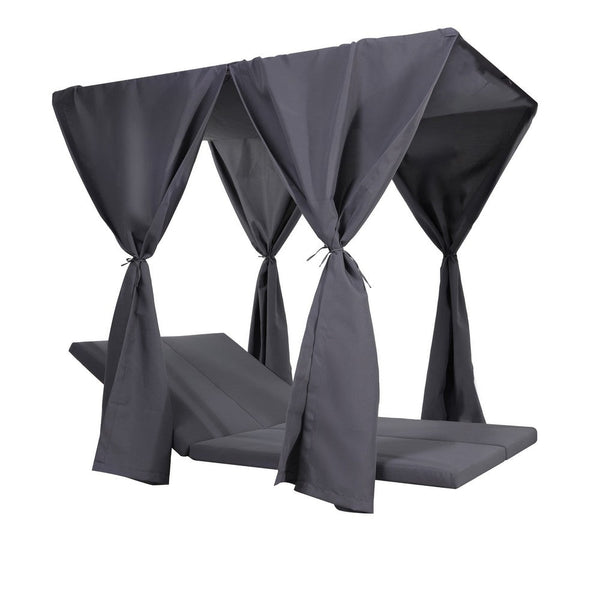 Benzara Yavi Outdoor Cushion And Curtains For Daybed Dark Gray Fabric 79 Inch -BM335350