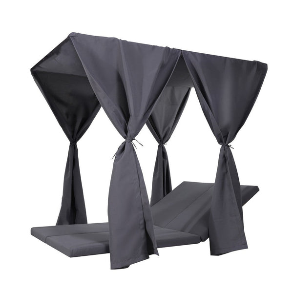 Benzara Yavi Outdoor Cushion And Curtains For Daybed Dark Gray Fabric 79 Inch -BM335350