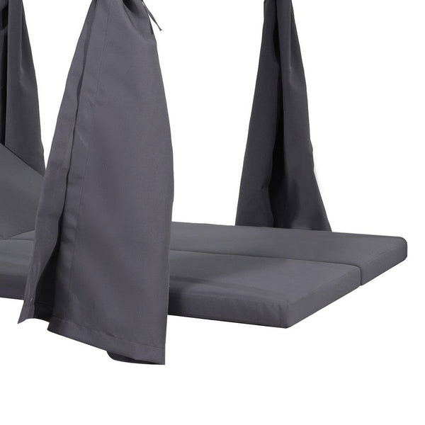 Benzara Yavi Outdoor Cushion And Curtains For Daybed Dark Gray Fabric 79 Inch -BM335350