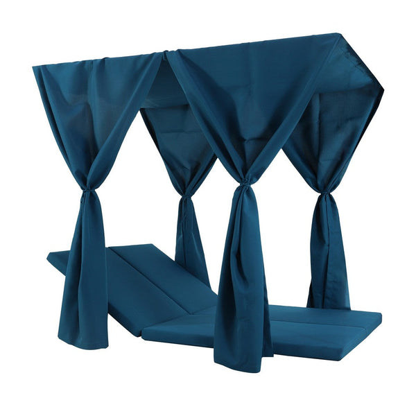 Benzara Yavi Outdoor Cushion And Curtains For Daybed Dark Blue Fabric 79 Inch -BM335351