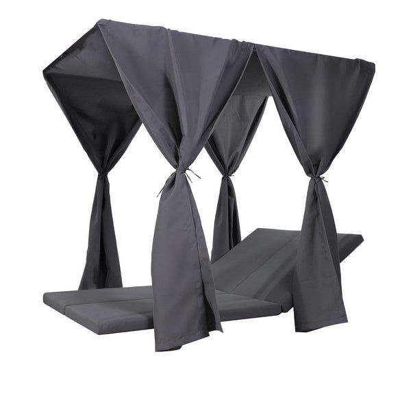 benzara Yavi Outdoor Cushion and Curtains for Daybed Dark Gray Fabric 79 Inch -BM335350