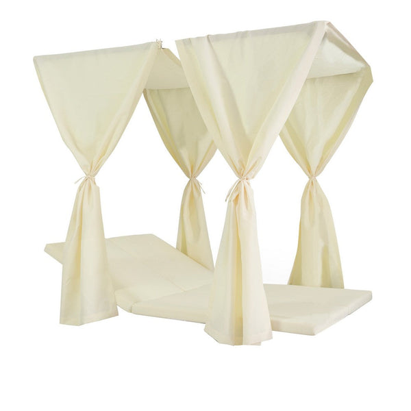 Benzara Yavi Outdoor Daybed Curtain And Cushion Set Cream Waterproof Fabric -BM335288
