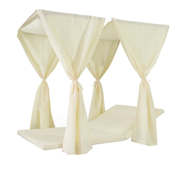 benzara Yavi Outdoor Daybed Curtain and Cushion Set Cream Waterproof Fabric -BM335288