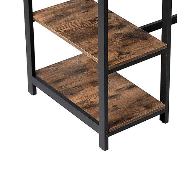 Benzara Yori Industrial 55 Inch Wood And Metal Desk With 2 Shelves Black And Brown - BM197490