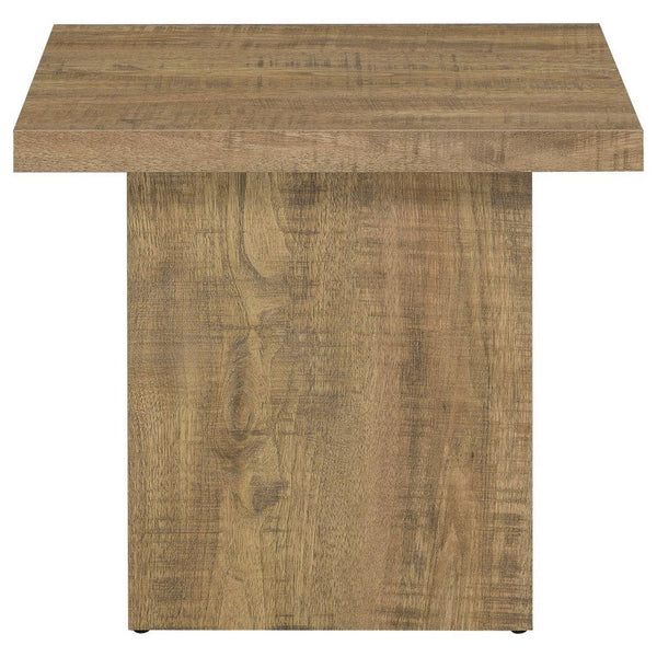 Benzara Zet 24 Inch Square End Table With Oversized Block Base Mango Brown - BM309151