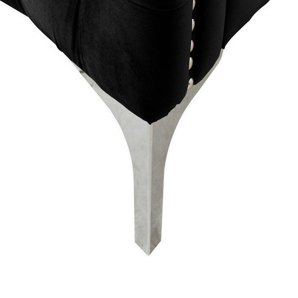 Benzara Zion 34 Inch Accent Chair With Throw Pillow Handmade Tufted Black Velvet - BM286569