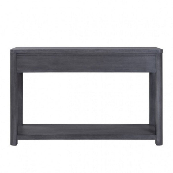 Benzara Zoko Sofa Table 2 Drawers And 1 Shelf Ash Gray Rubberwood 48 Inch -BM333759
