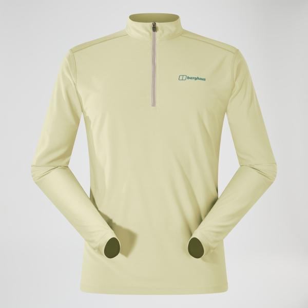 Berghaus Men's 24/7 Half Zip Long Sleeve Tech Tee - Natural