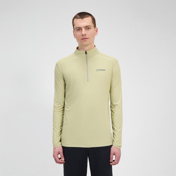 Berghaus Men's 24/7 Half Zip Long Sleeve Tech Tee - Natural