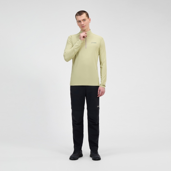 berghaus Men's 24/7 Half Zip Long Sleeve Tech Tee - Natural