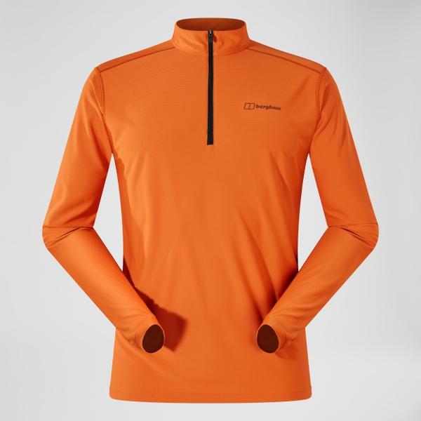 Berghaus Men's 24/7 Half Zip Long Sleeve Tech Tee - Orange