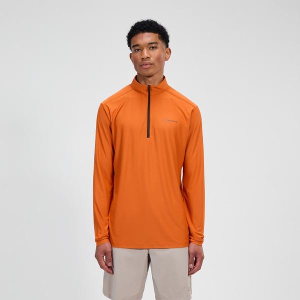 Berghaus Men's 24/7 Half Zip Long Sleeve Tech Tee - Orange