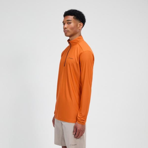 Berghaus Men's 24/7 Half Zip Long Sleeve Tech Tee - Orange