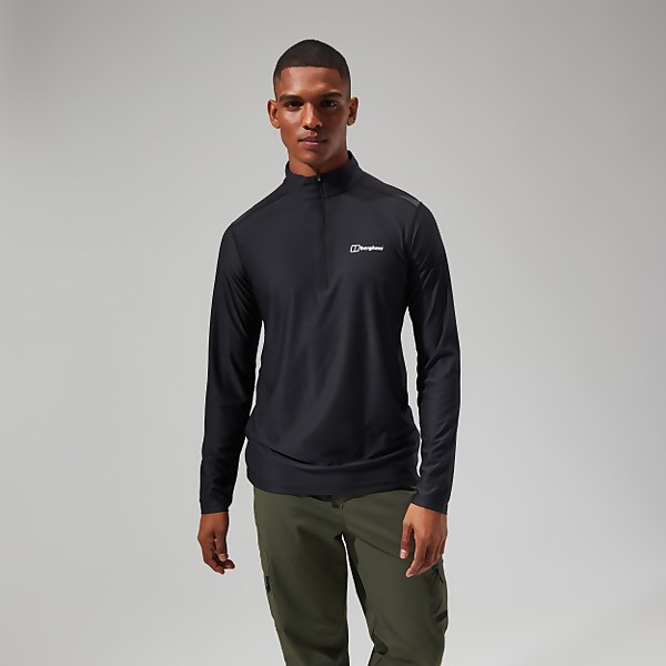 Berghaus Men's 24/7 Tech Tee Long Sleeve Half Zip Black - XS