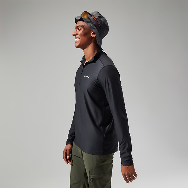 Berghaus Men's 24/7 Tech Tee Long Sleeve Half Zip Black - XS