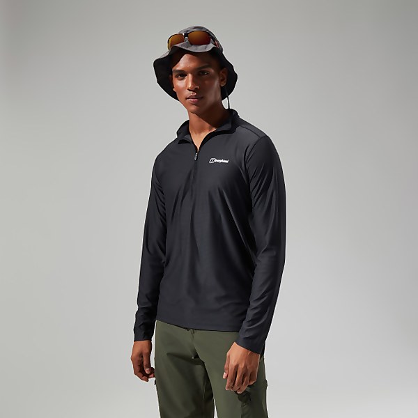 berghaus Men's 24/7 Tech Tee Long Sleeve Half Zip Black - XS