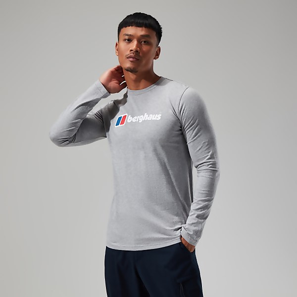 Berghaus Men's Organic Biglogo Long Sleeve T Shirt Dark Grey - XS