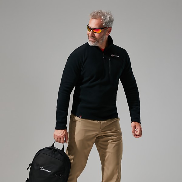 berghaus Men's Prism Micro Polartec Half Zip Fleece - Black/Black - XS