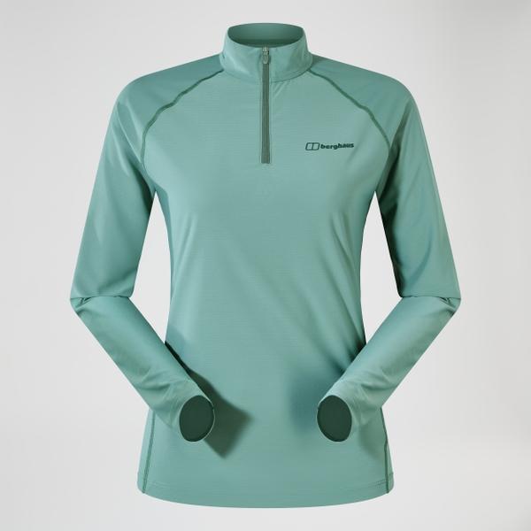 Berghaus Women's 24/7 Half Zip Long Sleeve Tech Tee - Green