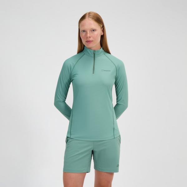 Berghaus Women's 24/7 Half Zip Long Sleeve Tech Tee - Green