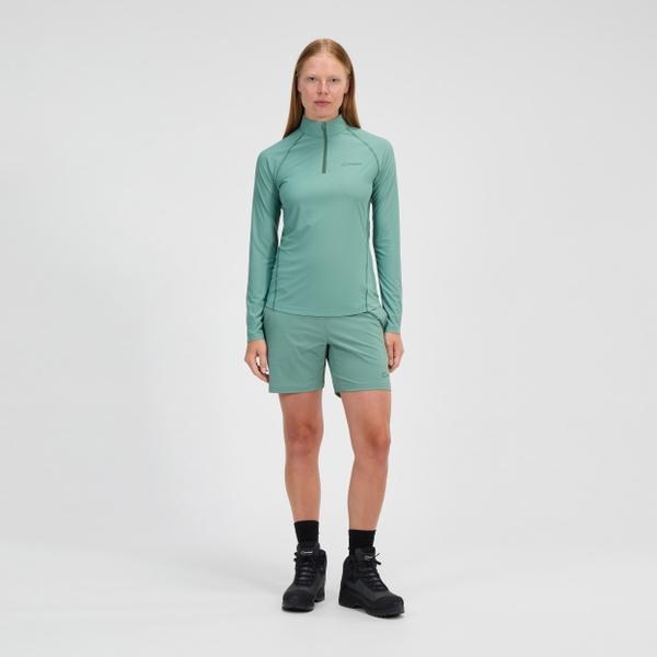 berghaus Women's 24/7 Half Zip Long Sleeve Tech Tee - Green