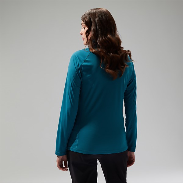 Berghaus Women's 24/7 Half Zip Maternity Long Sleeve Tech Tee Turquoise - 14