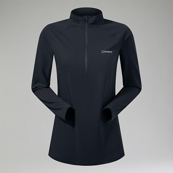 Berghaus Women's 24/7 Half Zip Maternity Long Sleeve Tech Tee Black - 10