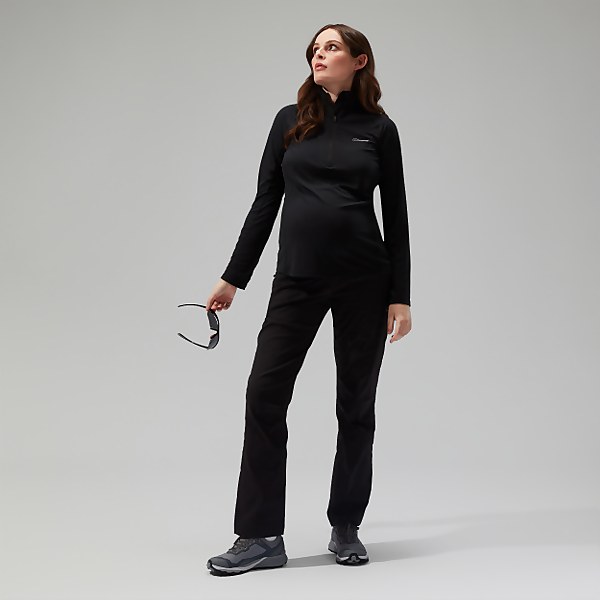 Berghaus Women's 24/7 Half Zip Maternity Long Sleeve Tech Tee Black - 10
