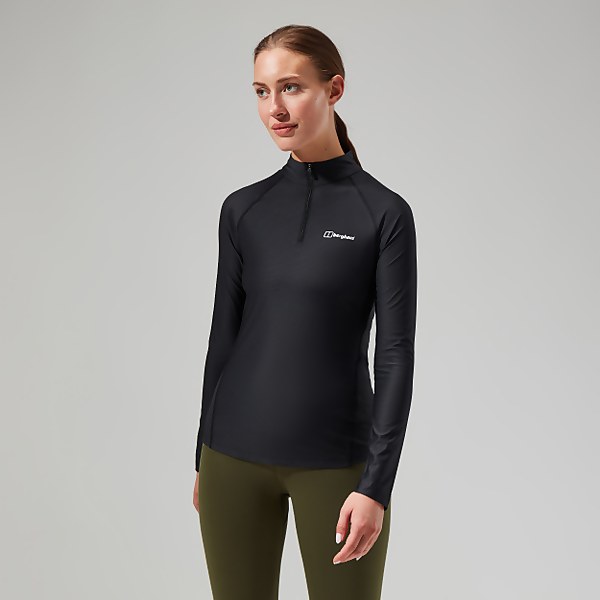 Berghaus Women's 24/7 Tech Tee Long Sleeve Half Zip Black - 8