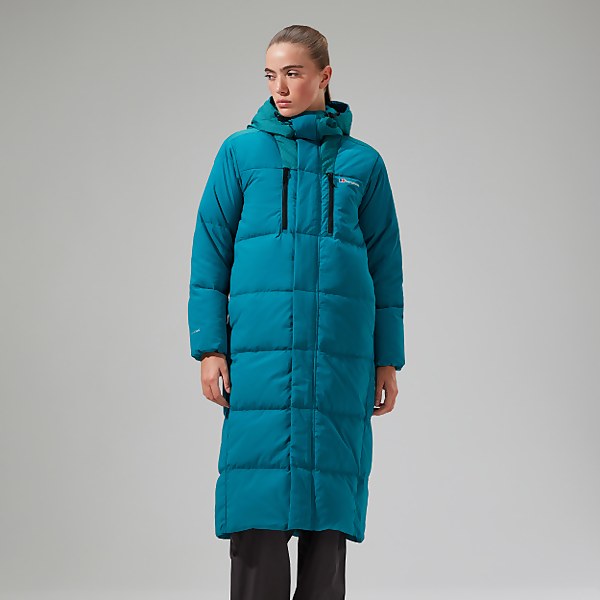 Berghaus Women's Saffren Duster Hooded Down Insulated Jacket Turquoise - 6